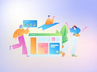 Fototapeta premium Business People Flat Vector Concept Operation Hand Drawn Illustration 