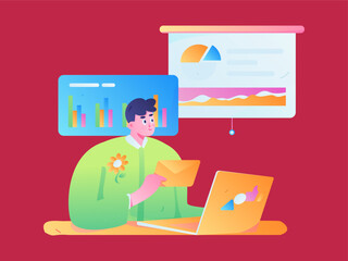 Business People Flat Vector Concept Operation Hand Drawn Illustration
