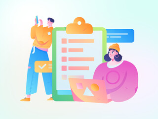 Business People Flat Vector Concept Operation Hand Drawn Illustration
