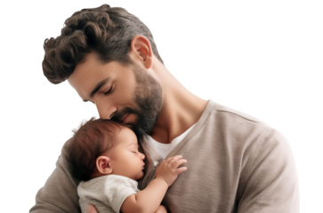 Loving father with a baby in his arms, cut out