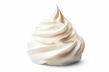 Whipped cream isolated on white or white background, Generative AI