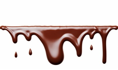 Pouring chocolate dripping isolated on white or white background, Generative AI