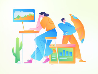 Business People Flat Vector Concept Operation Hand Drawn Illustration
