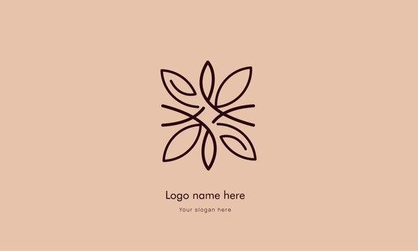 Flowers and leaves line art vector logo illustrations . Modern design for logo, tattoo, wall art, Simple daisy floral symbols, vector decoration set.