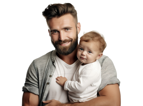 Loving father with a baby in his arms, cut out - Powered by Adobe