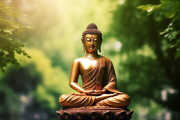 Lord Gautam Buddha concentrating on his meditation, Generative AI - obrazy, fototapety, plakaty