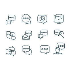  Set of Chat Bubble Line Icons