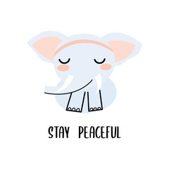 Little cartoon elephant illustration for newborn and kids print design. Scandinavian poster