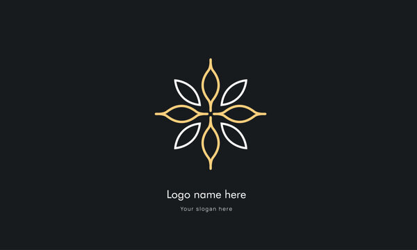 Ornament abstract logo design vectors , organic cosmetic, floral illustration in simple linear hand drawn style, plants and flowers, for hand crafted business, 