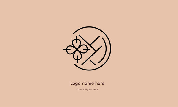 Flowers and leaves line art vector logo illustrations . Modern design for logo, tattoo, wall art, Simple daisy floral symbols, vector decoration set.