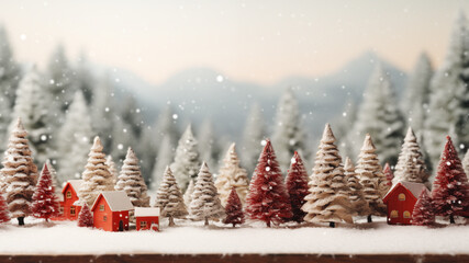 Snowy Miniature Christmas Village with Festive Lights