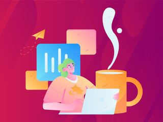 Business People Flat Vector Concept Operation Hand Drawn Illustration
