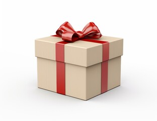 Obraz premium White Gift Box with Red Bow