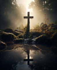 Christian cross in nature "ai generated"