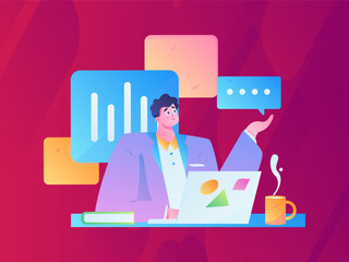 Business People Flat Vector Concept Operation Hand Drawn Illustration
