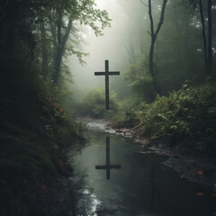 Christian cross in nature "ai generated"