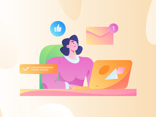 Business People Flat Vector Concept Operation Hand Drawn Illustration
