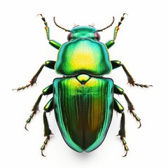 animal green june beetle bug insect grub coleopteran fly entomology animal white background cutout, Generative AI - obrazy, fototapety, plakaty