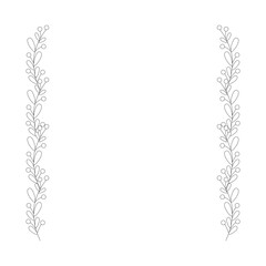 Christmas frame with tree branch and yellow berries, leaves.