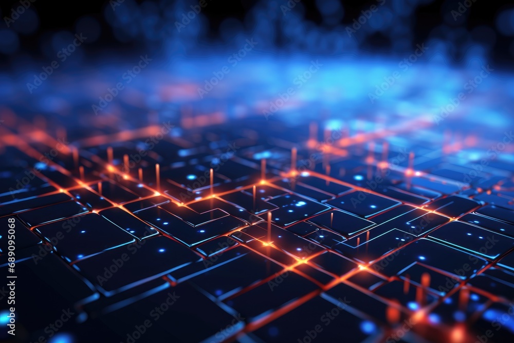 Poster abstract technology circuit background. 3d rendering, 3d illustration, abstract digital connection d