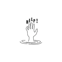 vector illustration of a hand asking for help on the surface of the water, a drowning hand asking for help