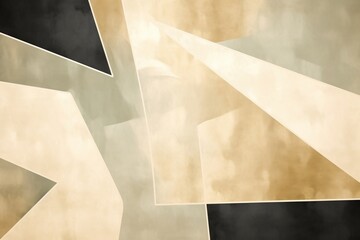 Golden abstract art geometric figures. Stylish modern art, Generative AI