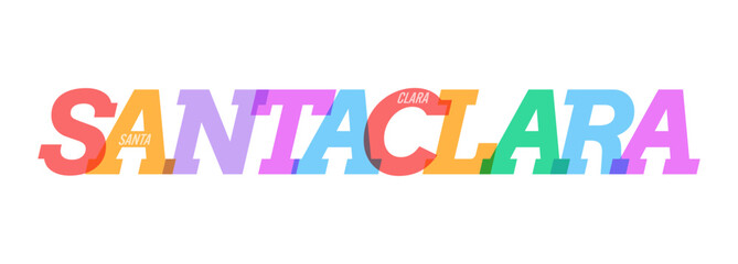 SANTA CLARA. The name of the city on a white background. Vector design template for poster, postcard, banner