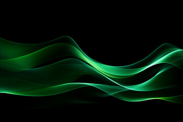 curved green neon light wave.