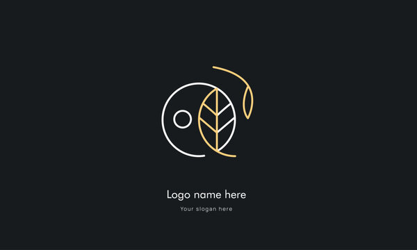 Ornament abstract logo design vectors , organic cosmetic, floral illustration in simple linear hand drawn style, plants and flowers, for hand crafted business, 