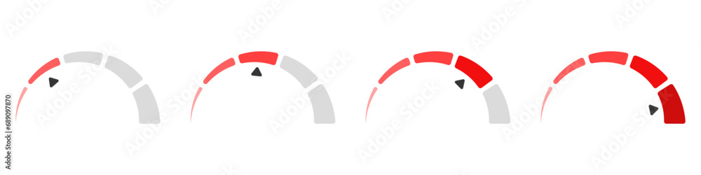 Poster speedometer scale vector set. risk meter icons set. business speedometer vector icon template. energ