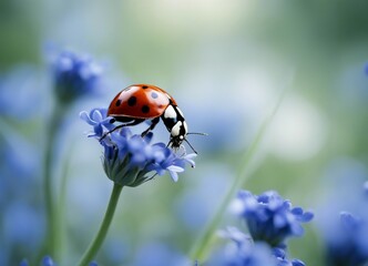 close up view of ladybug on flowers
