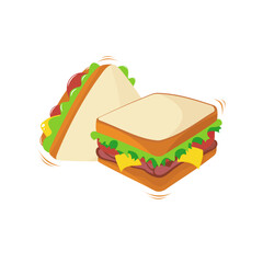 Sandwich isolated on white background. illustration vector