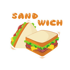 Sandwich isolated on white background. illustration vector