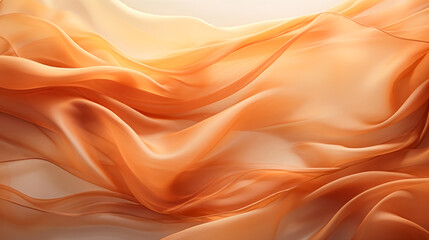 Fototapeta premium Closeup of rippled orange silk fabric. abstract background orange silk wavy fabric. 3d render illustration. 