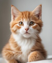 Obraz premium portrait of lovely orange kitty, white background 