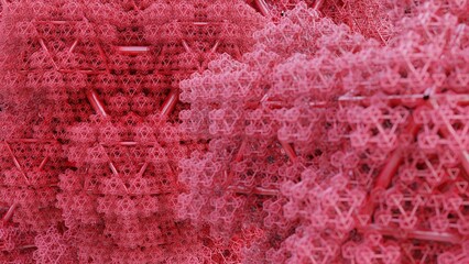3d fractal illustration. Abstract fractal in red color. Fractal abstract forms