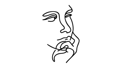 Continuous one line art drawing of woman confused thinking