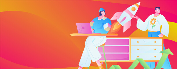 Business People Flat Vector Concept Operation Hand Drawn Illustration
