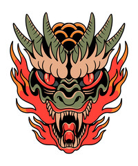 flaming green dragon tattoo design