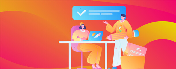 Business People Flat Vector Concept Operation Hand Drawn Illustration
