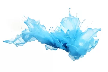 Schilderijen op glas 飛び散る青色の抽象的なペイント © TECHD
