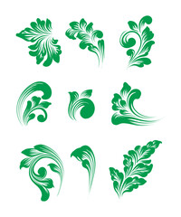 Vector set of damask ornamental elements.