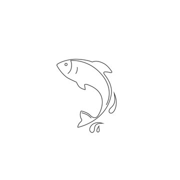 Fish line icon in flat vector sign