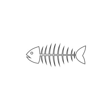 Fish bone icon in flat style. Vector