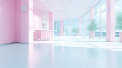 Clean and Modern Hospital Interior: Abstract Blur of Medical Clinic Corridor - Professional Healthcare Design with Bright Ambiance and Empty Waiting Area.