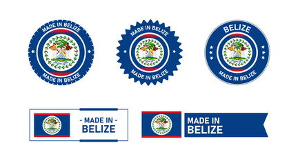 Belize flag, Made in Belize. Tag, Seal, Stamp, Flag, Icon vector