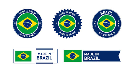 Brazil flag, Made in Brazil. Tag, Seal, Stamp, Flag, Icon vector