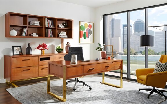 3d render of workplace design interior modern ai generative 