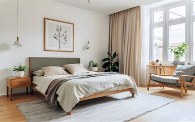 Fototapeta na wymiar 3d render of bedroom design interior modern ai generative 