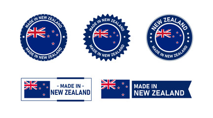 New Zealand flag, Made in New Zealand. Tag, Seal, Stamp, Flag, Icon vector